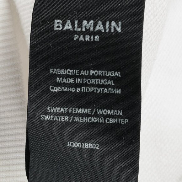 Balmain White Oversized Printed Logo Long Sleeve Sweatshirt - Picture 9 of 11